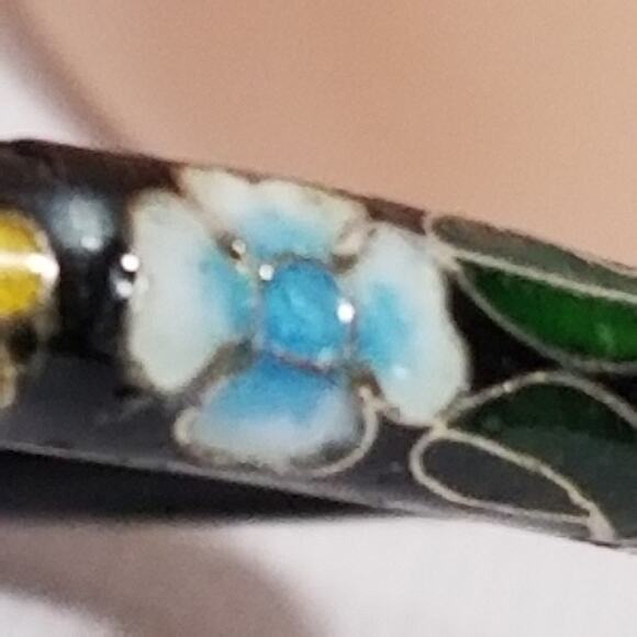 Vintage cloisonne black painted enamel hinged bangle 1.2000 - Picture 12 of 15